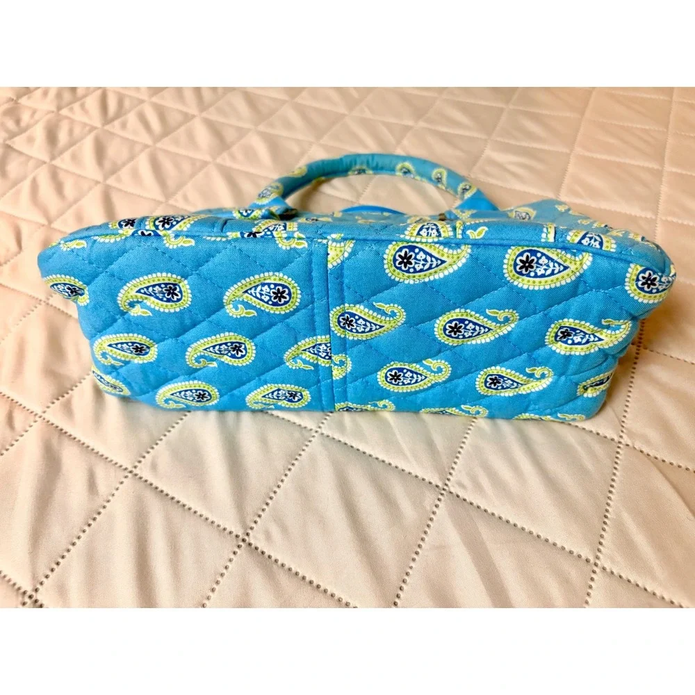 Vera Bradley Blue Paisley Quilted Satchel Handbag Top‎ Handle Tortoise Buckle